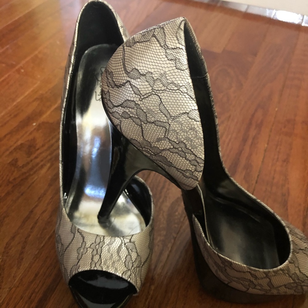 City Streets silver platform heels